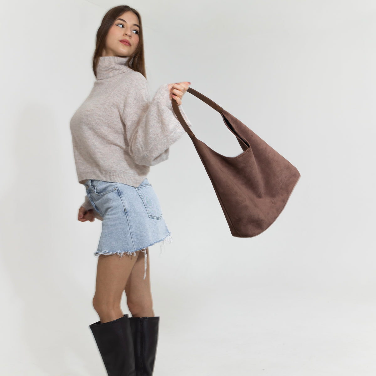 Siena | Suede hobo bag