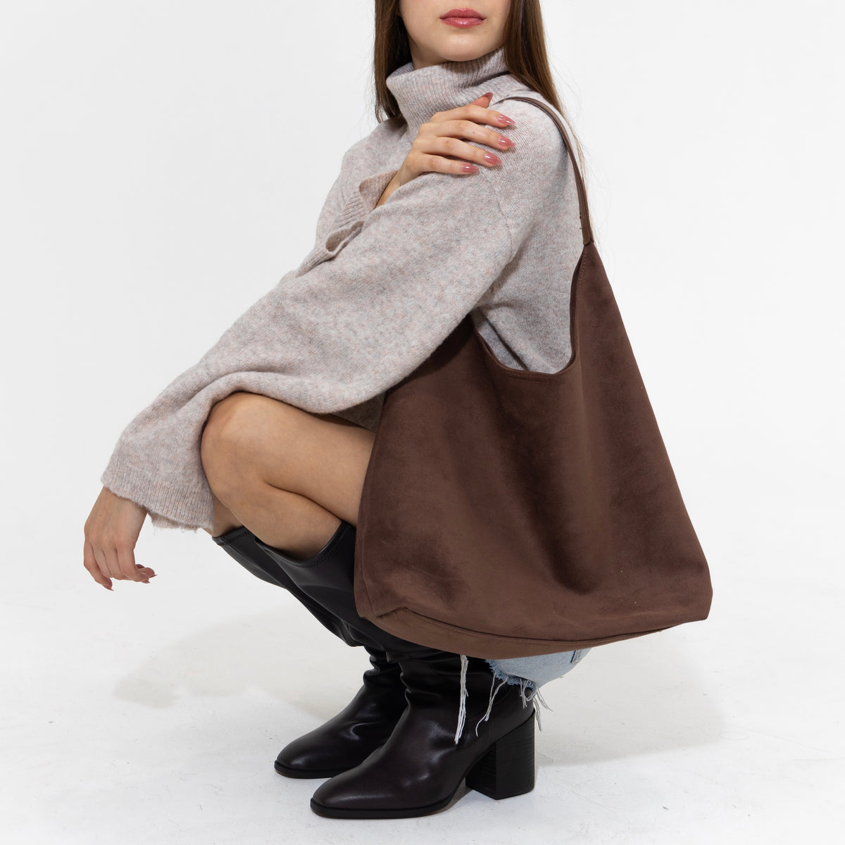 Siena | Suede hobo bag